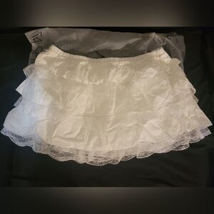 Fashion Nova White Skirt with Lace Detail